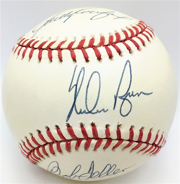 Nolan Ryan, Bob Feller & Sandy Koufax Multi-Signed OAL Baseball (JSA)
