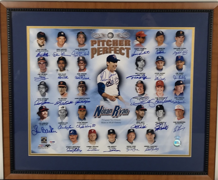 No Hitter & Perfect Game Pitchers Multi-Signed 18" x 24" Display (PSA/DNA)