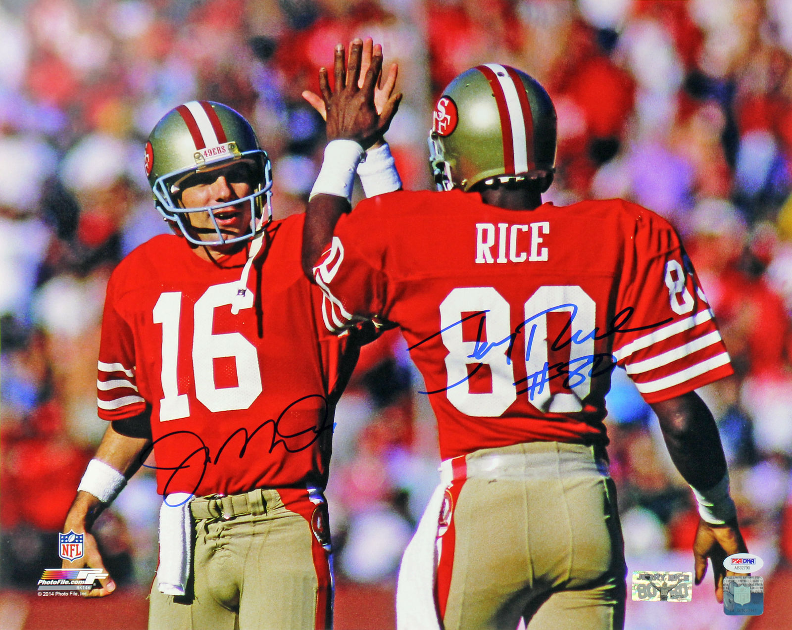 Joe Montana & Jerry Rice Signed 16" x 20" Color Photo in Cust...