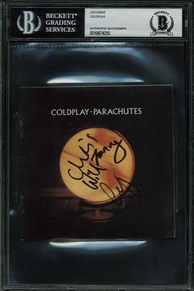 Coldplay Group Signed "Parachutes" CD Cover (BAS/Beckett Encapsulated)