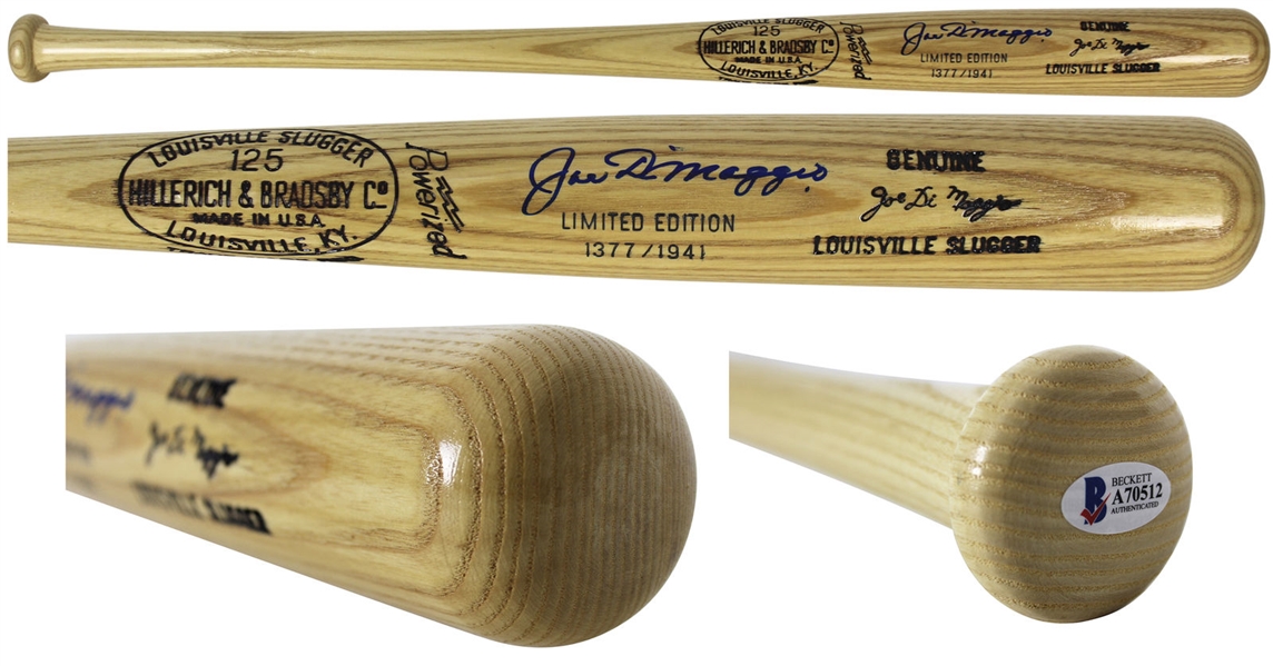 Joe DiMaggio Near-Mint Signed Ltd. Ed. (1377/1941) H&B Pro Model Baseball Bat (BAS/Beckett)