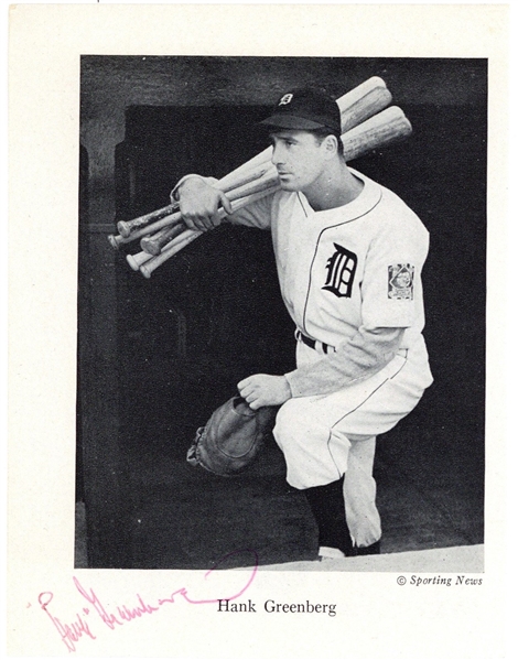Hank Greenberg Vintage Signed Sporting News Photograph (Beckett/BAS)