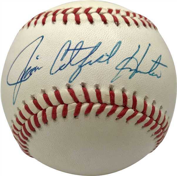 Jim Catfish Hunter Signed OAL Baseball (JSA)
