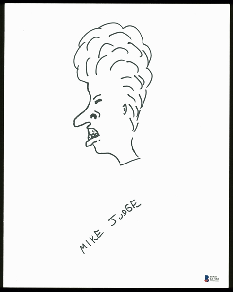 Mike Judge Signed & Hand-Drawn "Butt-Head" Sketch on Art Board (BAS/Beckett)