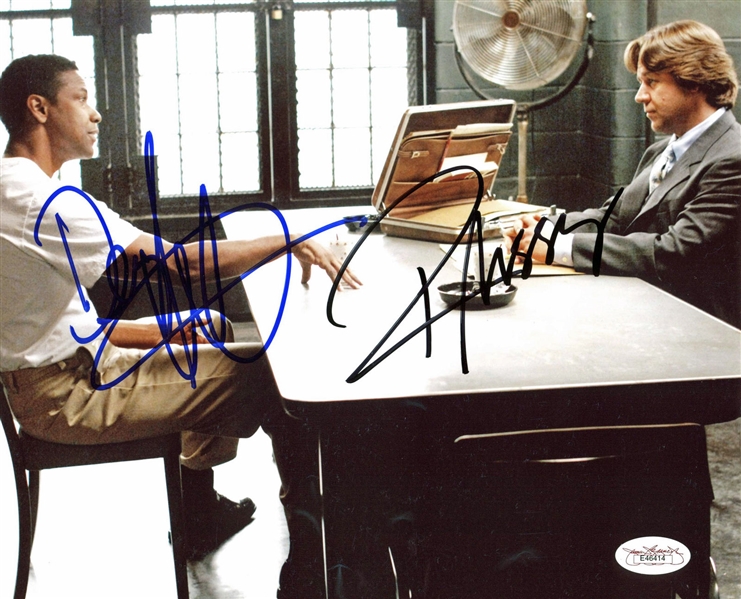 Denzel Washington & Russell Crowe Dual-Signed 8" x 10" Photograph from "American Gangster" (JSA)