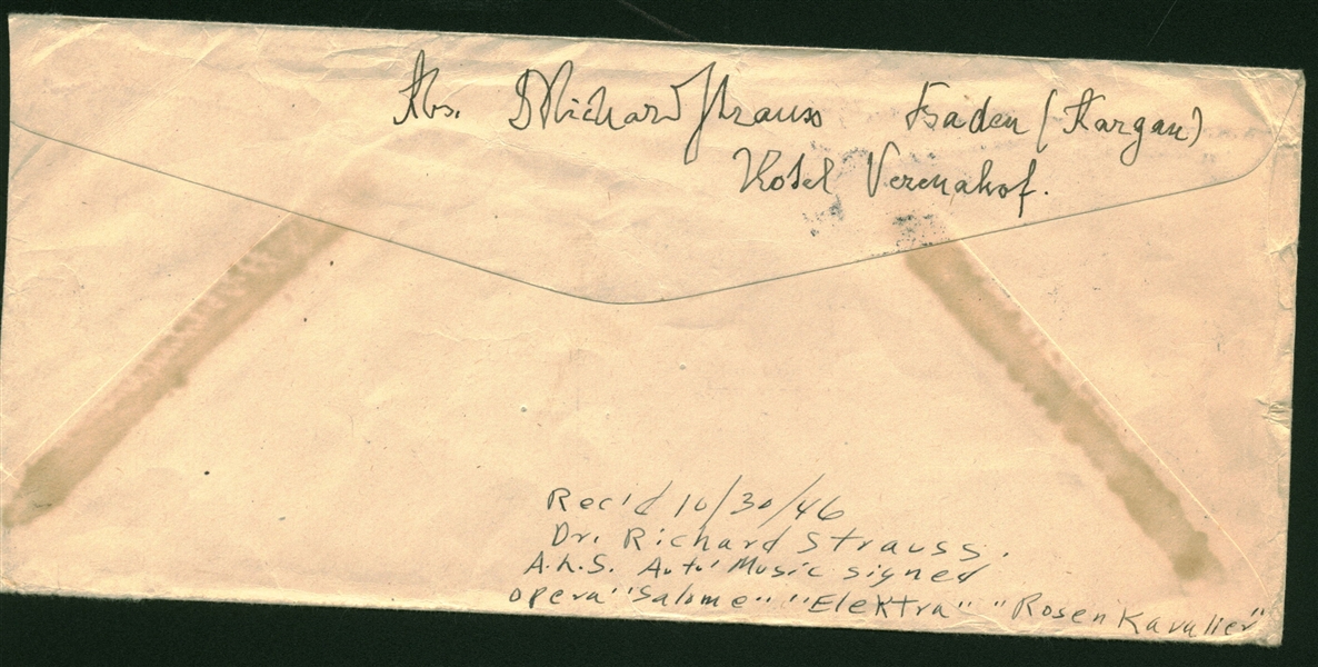 Dr. Richard Strauss Signed 3.5" x 7" Envelope (Beckett/BAS Guaranteed)