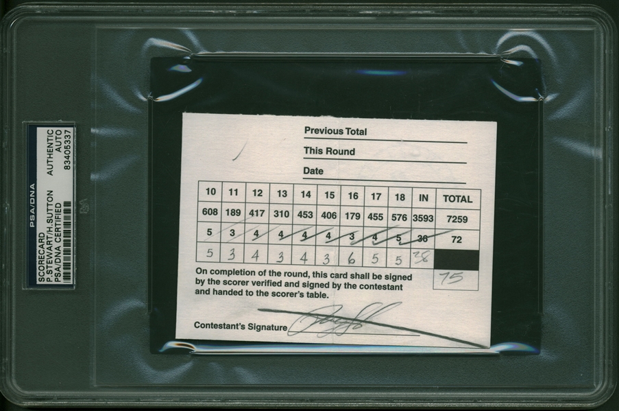 Payne Stewart & Hal Sutton Signed & Used Golf Scorecard (PSA/DNA)