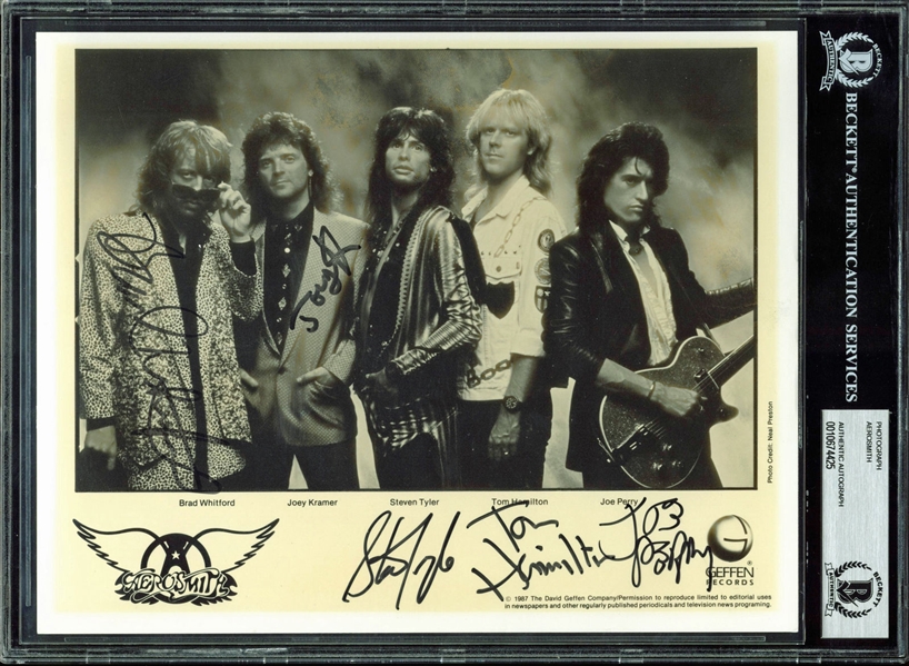 Aerosmith: Band Signed 8" x 10" Promotional Photo w/ 5 Signatures (PSA/DNA)
