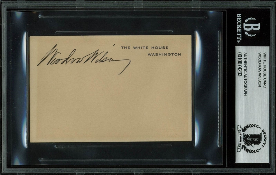 President Woodrow Wilson Signed White House Card (Beckett/BAS Encapsulated)