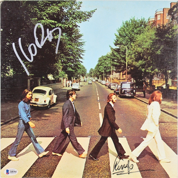 The Beatles: Ringo Starr & Cover Art Director John Kosh Dual-Signed "Abbey Road" Album (BAS/Beckett)