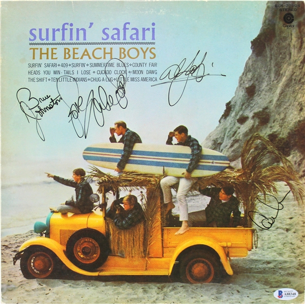 The Beach Boys Group Signed "Surfin Safari" Album w/ Rare Carl Wilson (BAS/Beckett)