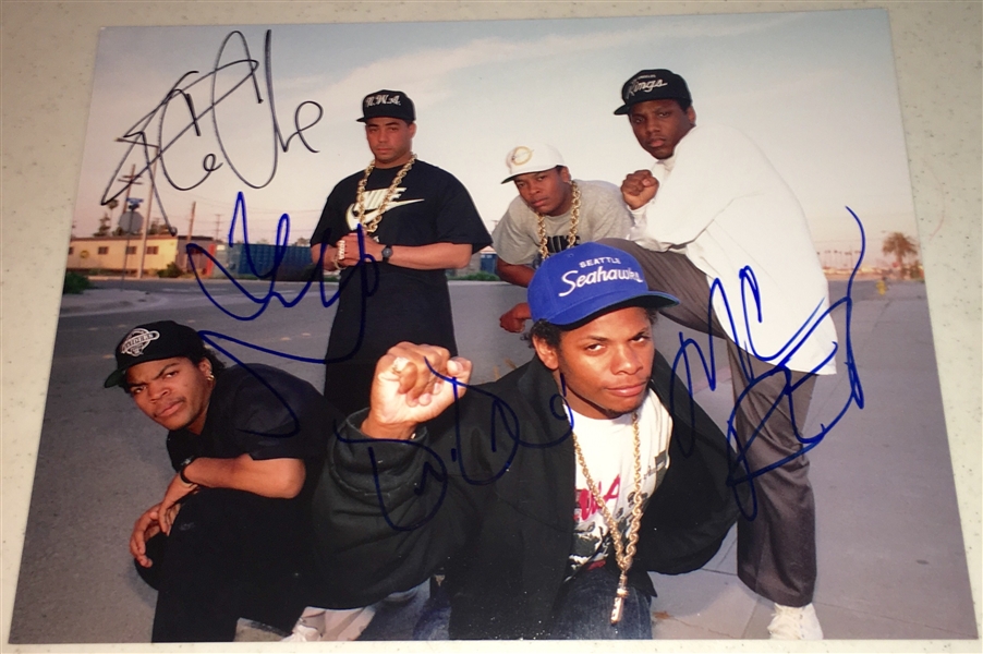 N.W.A. Group Signed 11" x 14" Photo w/ All Four Living Members! (BAS/Beckett Guaranteed)