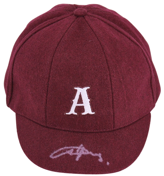 AC/DC: Angus Young Signed Red Personal Style Schoolboy Cap (JSA)
