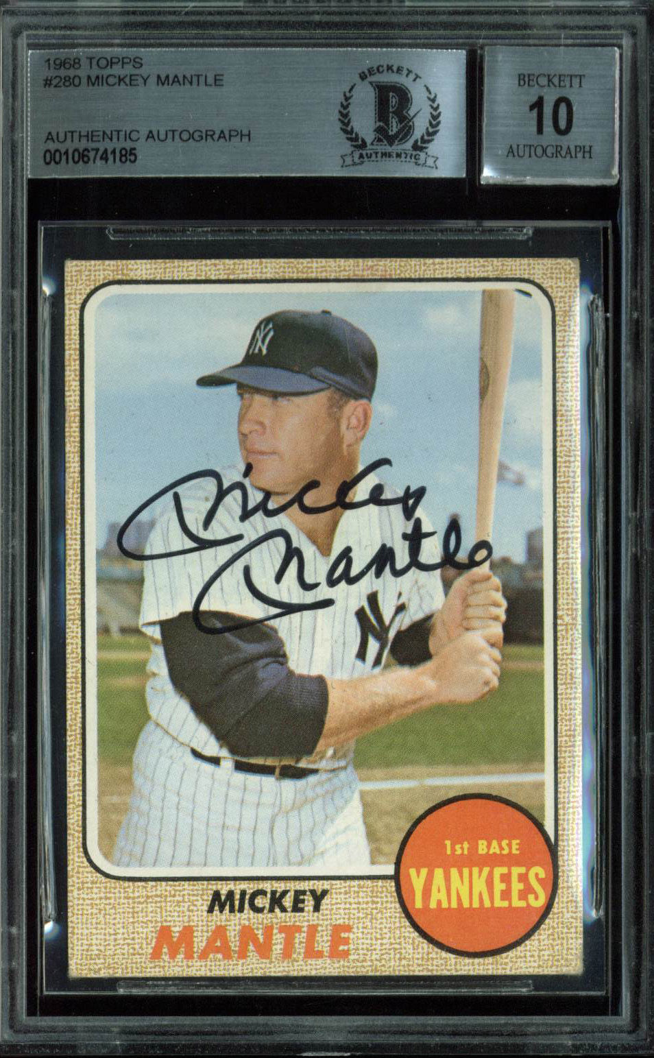 Lot Detail - Mickey Mantle Signed 1968 Topps #280 Card - BAS/Beckett ...