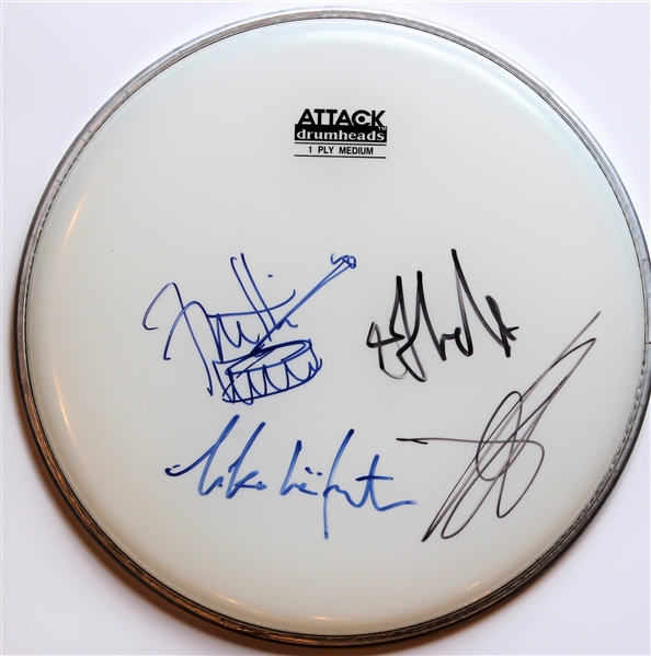 The Strokes Group Signed 10-Inch Drumhead (4 Signatures)(Beckett/BAS Guaranteed)