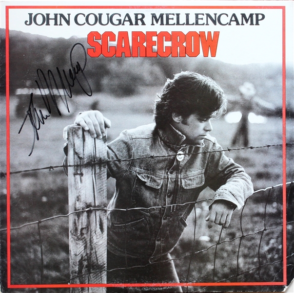 John Cougar Mellancamp Signed "Scarecrow" Record Album with RARE Early Signature (Beckett/BAS Guaranteed)