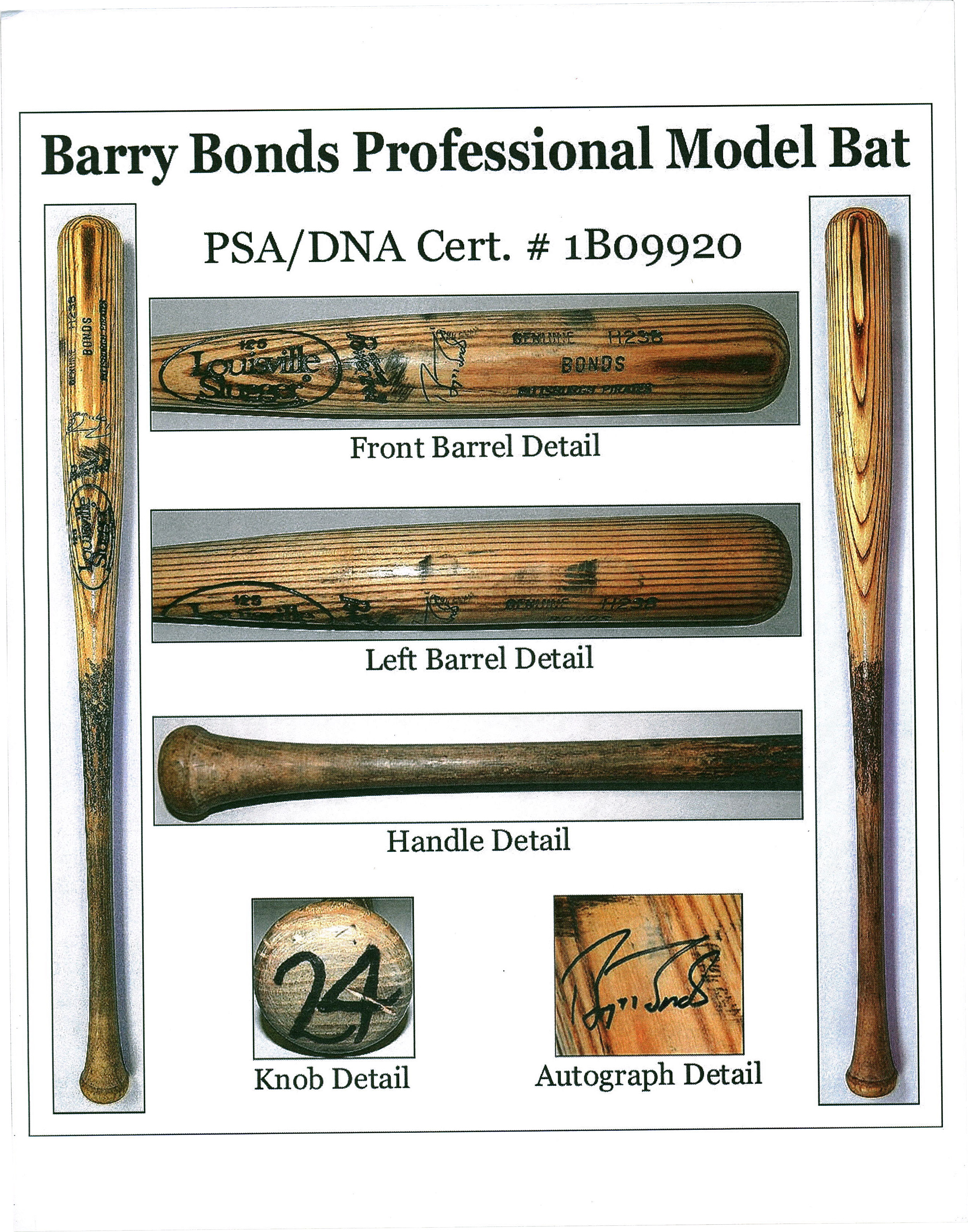 Lot Detail - 1991 Barry Bonds Game Used & Signed Pittsburgh