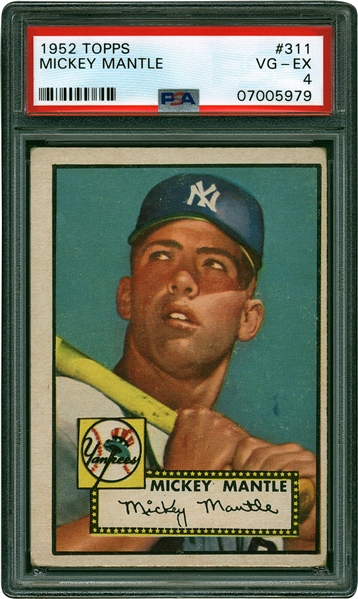 Mickey Mantle Superb 1952 Topps #311 Rookie Card - PSA VG-EX 4!
