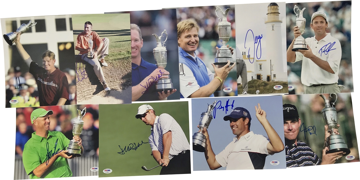 Lot of Ten (10) Misc Golf Single Signed 8" x 10" Photographs w/ Els, Cink & Others (PSA/DNA)