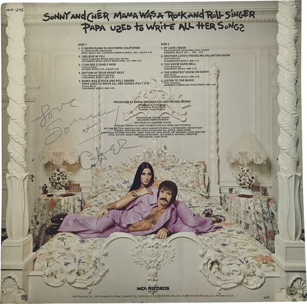 Sonny & Cher Rare Signed "Mama Was A Rock N Roll Singer Papa Used to Write All The Songs" Album Flat (REAL/Epperson)