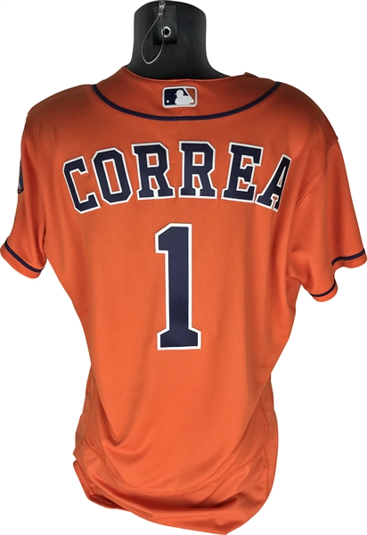 Carlos Correa Used/Worn 2017 Houston Astros Jersey During 100 Season Victory! (MLB)