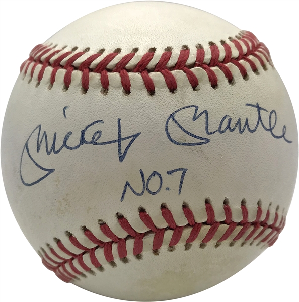 Mickey Mantle Signed & Inscribed "No. 7" OAL Baseball (Upper Deck)