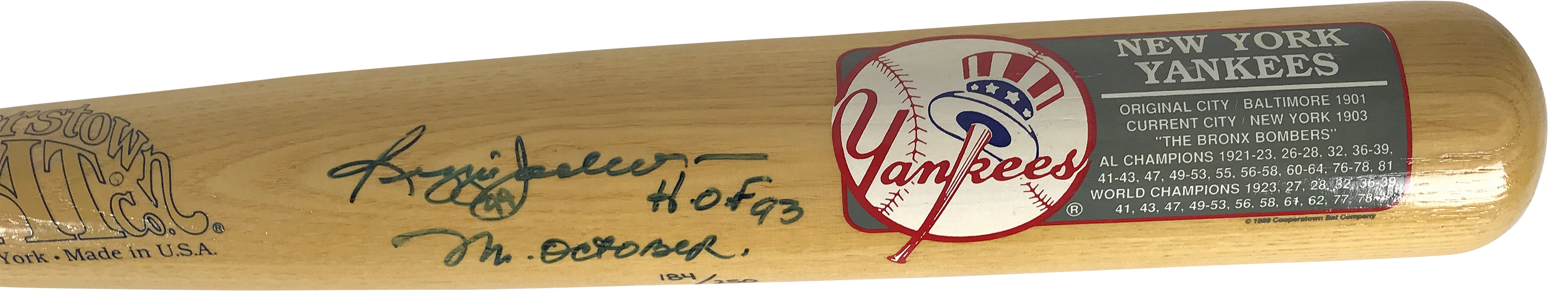 Reggie Jackson Signed & Inscribed "HOF 93, Mr October" Cooperstown Collection Baseball Bat (Upper Deck)