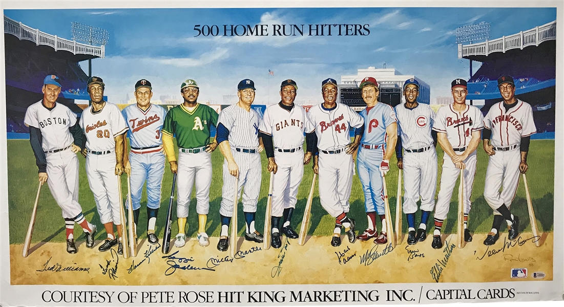 500 Home Run Club Signed Ron Lewis Lithograph w/ Original 11! (Beckett/BAS)