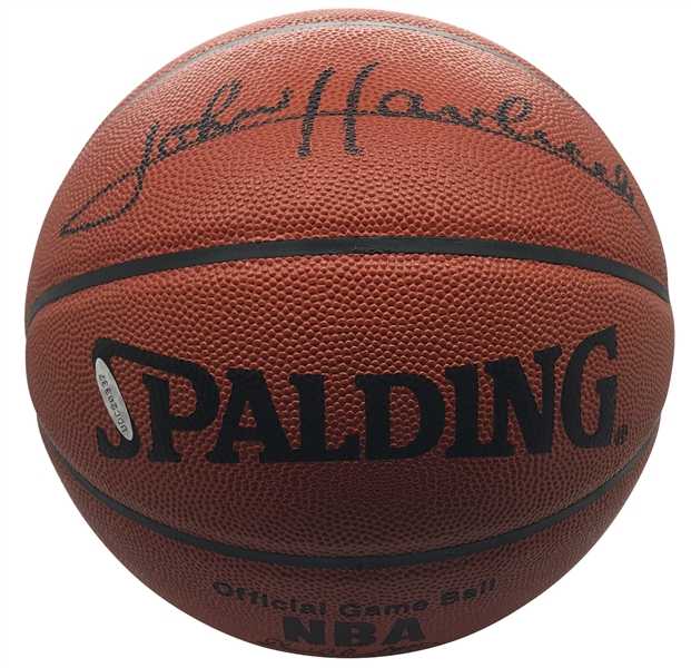 John Havlicek Signed Leather NBA Basketball (Upper Deck)