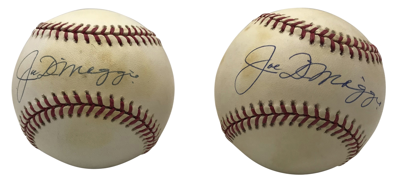 Joe DiMaggio Lot of Two (2) Single Signed OAL Baseballs (JSA)