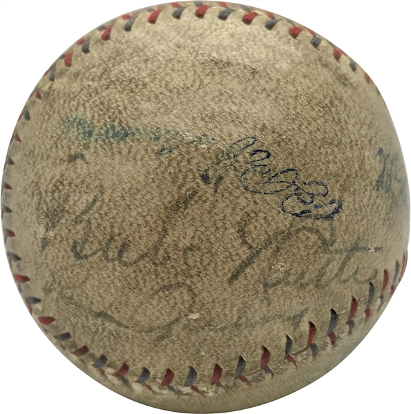 1927 NY Yankees Signed & Game Used OAL Baseball w/ Ruth & Gehrig Same Panel Autograph! (PSA/DNA)