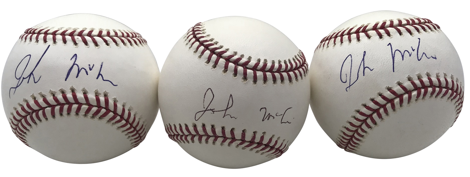 Lot of Three (3) John McCain Single Signed OML Baseballs (Beckett/BAS Guaranteed)