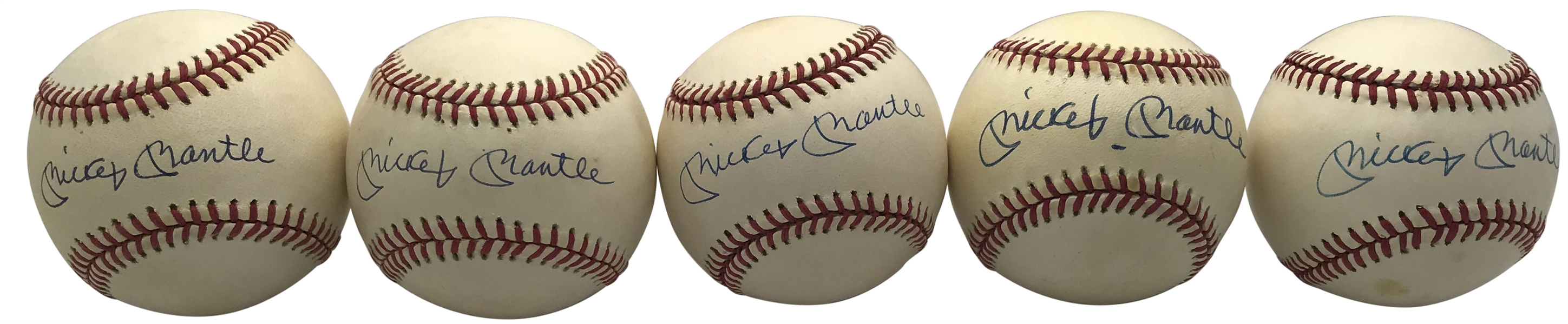 Mickey Mantle Lot of Five (5) Signed OAL Baseballs (Beckett/BAS Guaranteed)