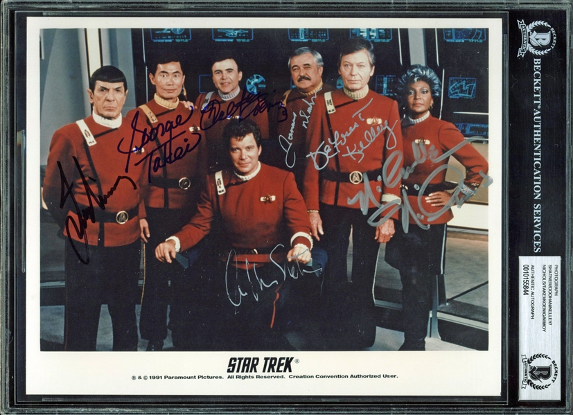 Star Trek Original Cast Signed 8" x 10" Publicity Photo w/ Shatner, Nimoy, & 5 Others (BAS/Beckett Encapsulated)
