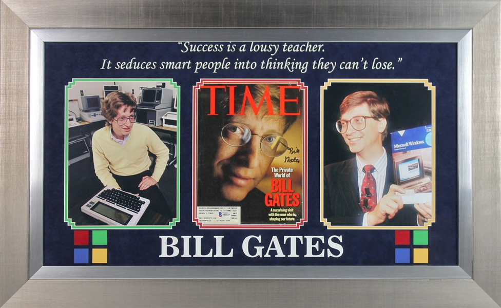 Bill Gates Signed January 1997 TIME Magazine Cover in Custom Framed Display (BAS/Beckett)