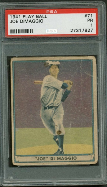 Yankees Joe Dimaggio 1941 Play Ball #71 Baseball Card PR PSA 1