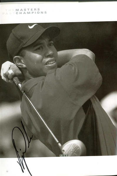 Tiger Woods Vintage Signed 1998 Masters Tour Program Photograph (JSA)