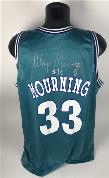 Alonzo Mourning Vintage Double Signed Charlotte Hornets Jersey (JSA)