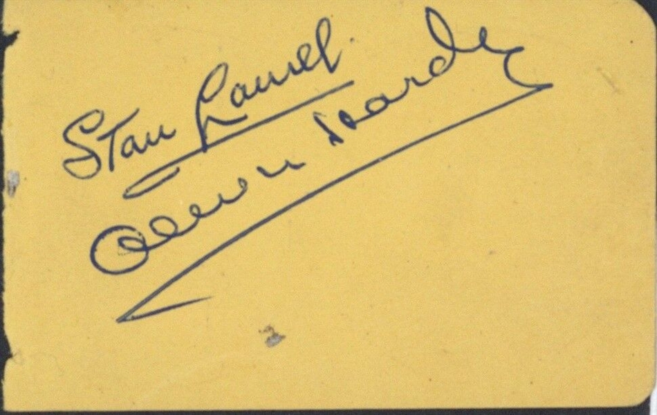 Stan Laurel & Oliver Hardy Vintage Dual Signed 2" x 3.5" Album Page (Beckett/BAS)