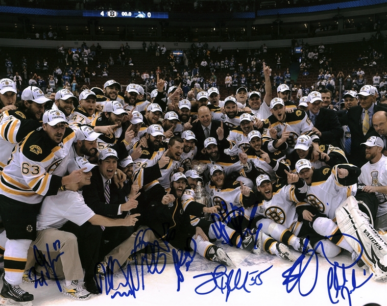 2011 Boston Bruins Multi-Signed 11" x 14" Stanley Cup Photograph w/ 5+ Signatures! (Beckett/BAS Guaranteed)