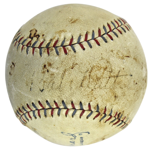Babe Ruth Single Signed Reach OAL (Barnard) Baseball (PSA/DNA & JSA)