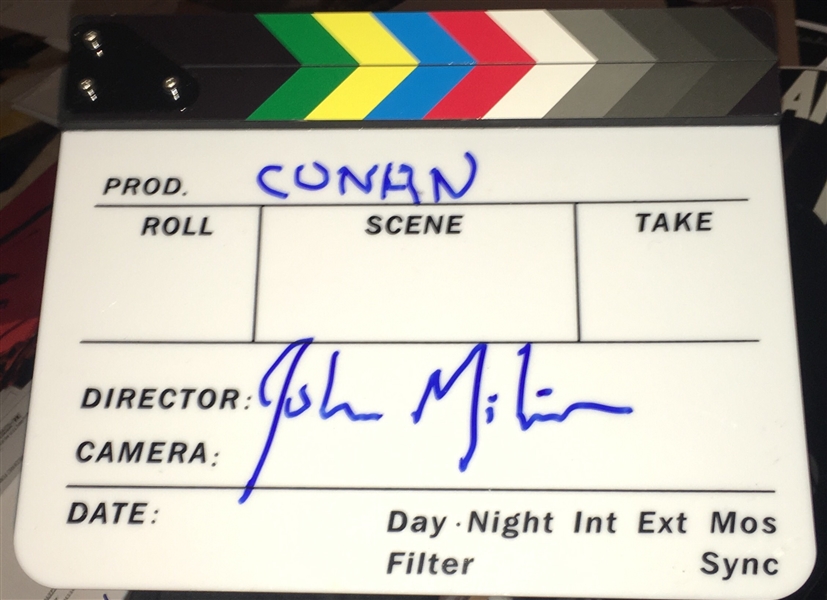 Director John Milius Signed Clapboard w/ "Conan" Inscription (Beckett/BAS Guaranteed)