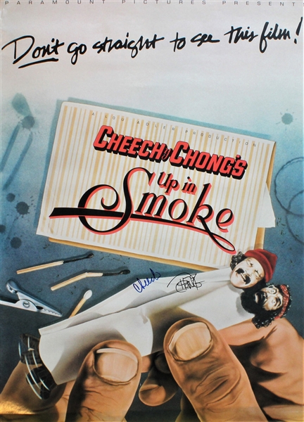 Cheech Marin & Tommy Chong Dual Signed "Up in Smoke" Full Sized Movie Poster (Beckett/BAS)