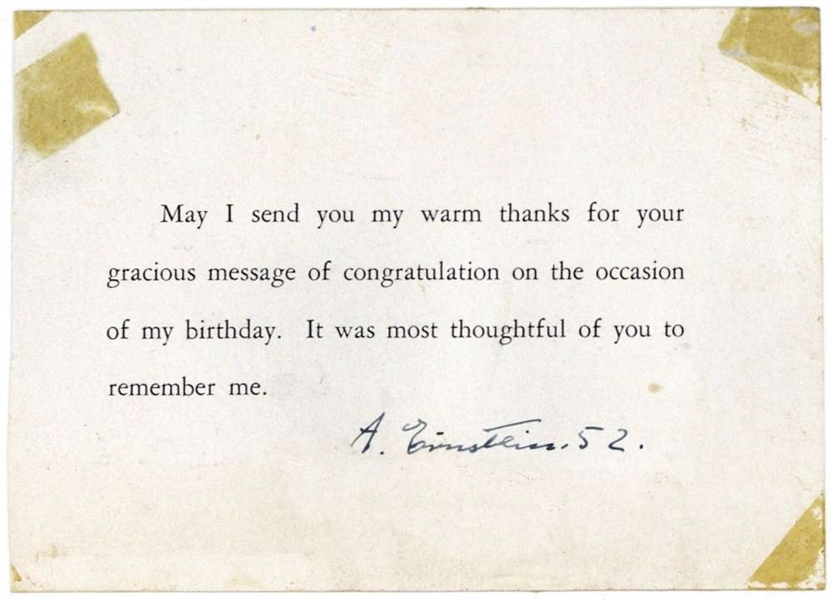 Albert Einstein Signed 1952 Birthday Thank You Note (Beckett/BAS)