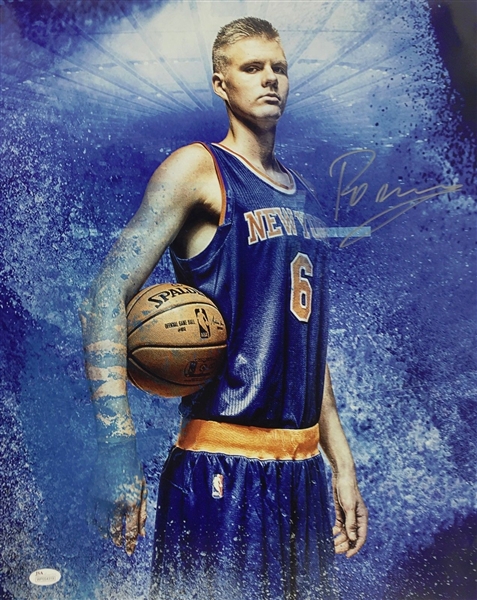 Kristaps Porzingis Signed 16" x 20" New York Knicks Photo (JSA)