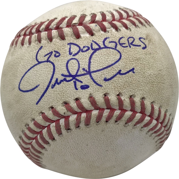 Justin Turner Signed & Sep 26, 2017  Game Used OML Baseball Hit by Turner! (PSA/DNA & MLB)