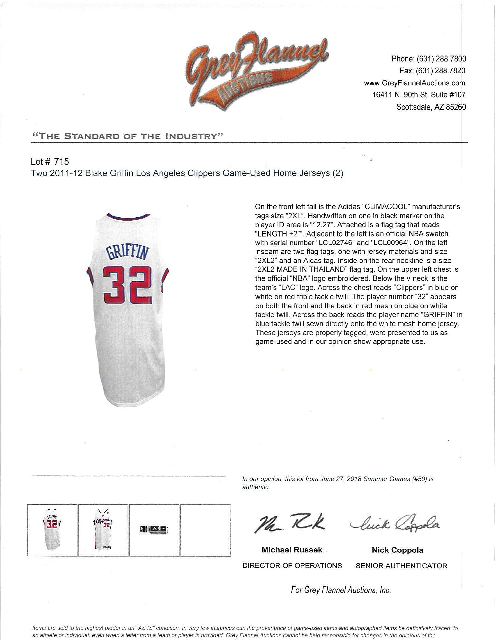 Lot Detail - Blake Griffin 2011-12 Los Angeles Clippers Game Worn