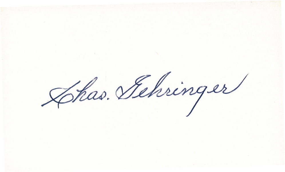 Charlie Gehringer Signed 3" x 5" Index Card (Beckett/BAS Guaranteed)