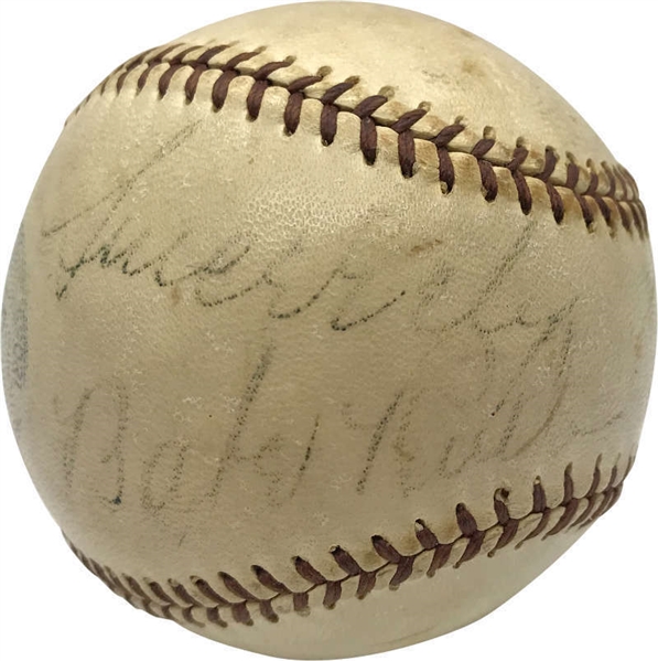 Babe Ruth Superbly Signed Baseball w/ Incredible Two Signatures! (PSA/DNA)