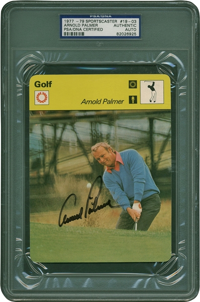 Arnold Palmer Signed 5" x 6" 1979 Sportscaster Trading Card (PSA/DNA Encapsulated)